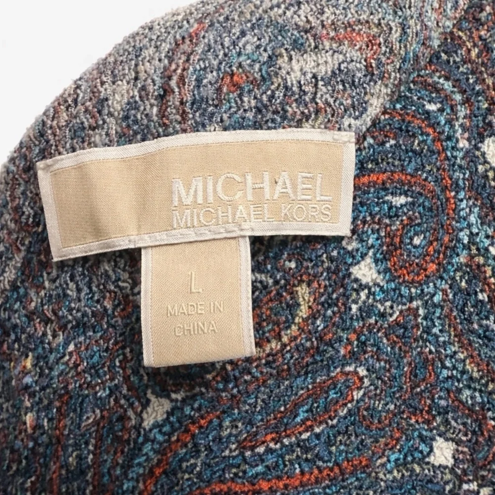 Michael Michael Kors Paisley Maxi‎ Dress w/ Gold Chain Straps Ruffle Size: L